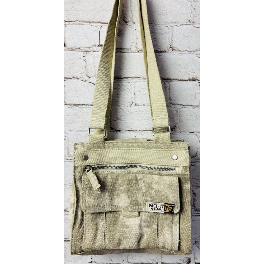 Pacific Gear PG‎ Canvas Shoulder Bag Camo Lined Utility Small Messenger Khaki